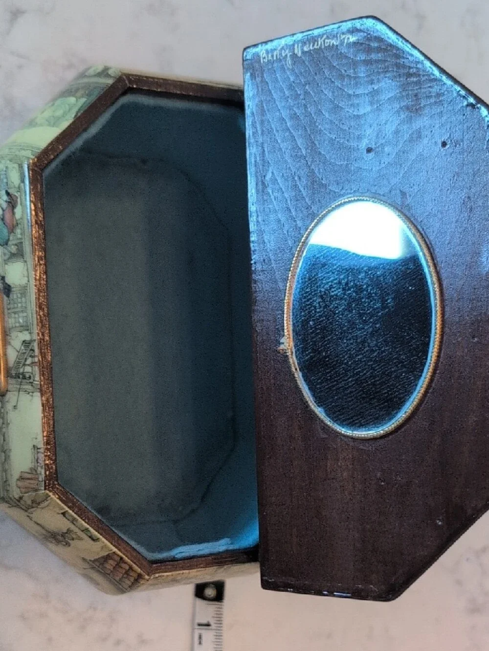 Vintage Anton Pieck Wood & Decoupage  Jewelry Box Handbag